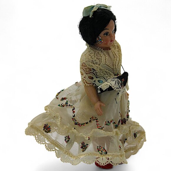Vintage Handmade Spanish Dancing Doll In Traditional Dress With Lace Accents & S - Picture 2 of 7
